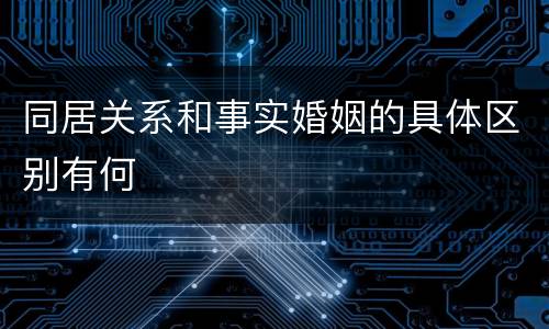 同居关系和事实婚姻的具体区别有何