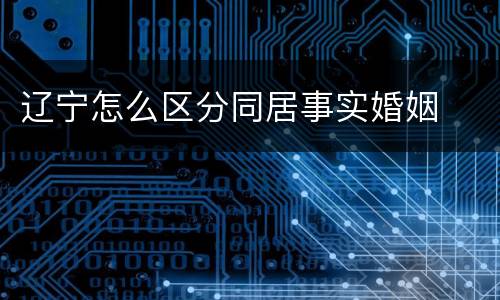 辽宁怎么区分同居事实婚姻