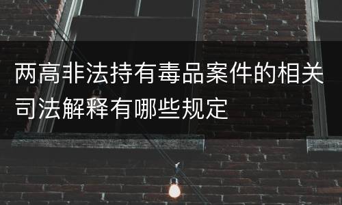 两高非法持有毒品案件的相关司法解释有哪些规定
