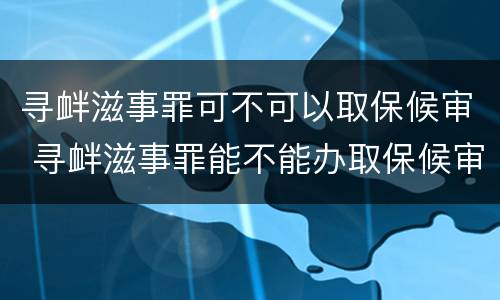 寻衅滋事罪可不可以取保候审 寻衅滋事罪能不能办取保候审