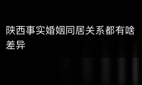 陕西事实婚姻同居关系都有啥差异