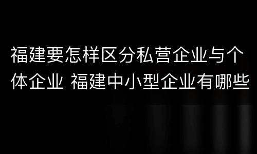 福建要怎样区分私营企业与个体企业 福建中小型企业有哪些