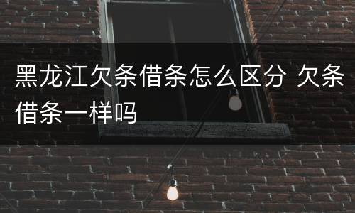 黑龙江欠条借条怎么区分 欠条借条一样吗