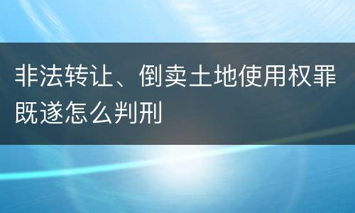 非法转让、倒卖土地使用权罪既遂怎么判刑