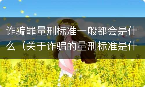 诈骗罪量刑标准一般都会是什么（关于诈骗的量刑标准是什么?）