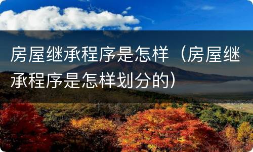 房屋继承程序是怎样（房屋继承程序是怎样划分的）