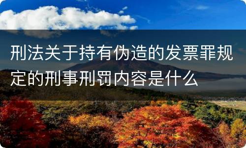 刑法关于持有伪造的发票罪规定的刑事刑罚内容是什么