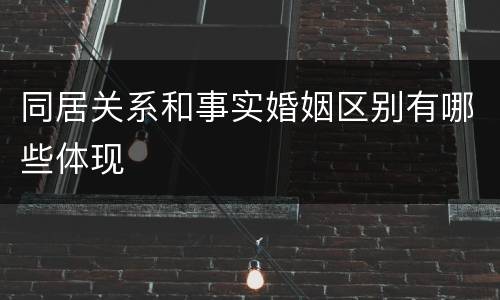 同居关系和事实婚姻区别有哪些体现