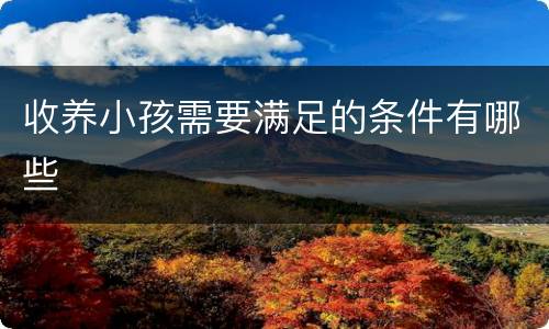 收养小孩需要满足的条件有哪些