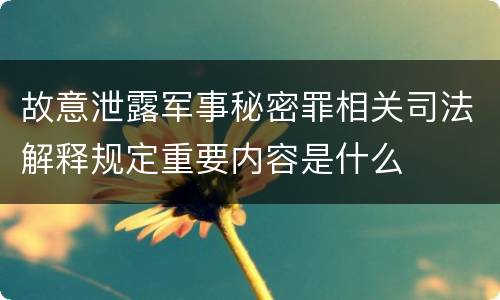 故意泄露军事秘密罪相关司法解释规定重要内容是什么