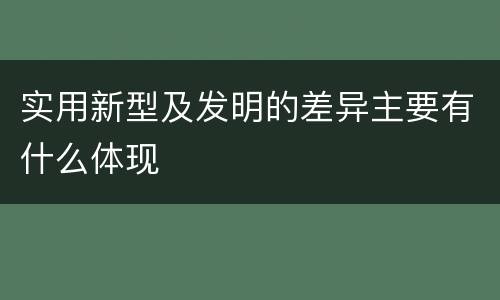 实用新型及发明的差异主要有什么体现