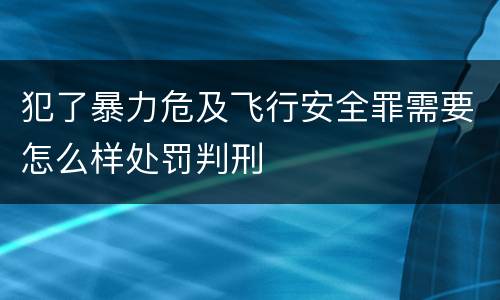 犯了暴力危及飞行安全罪需要怎么样处罚判刑