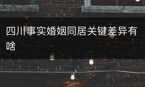 四川事实婚姻同居关键差异有啥
