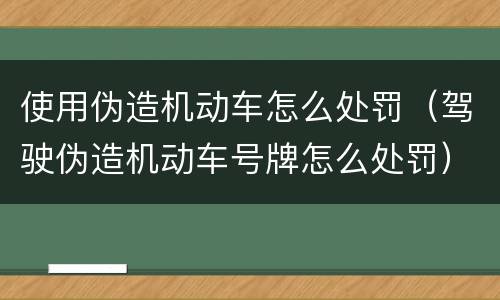 使用伪造机动车怎么处罚（驾驶伪造机动车号牌怎么处罚）