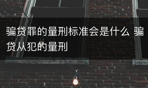 骗贷罪的量刑标准会是什么 骗贷从犯的量刑
