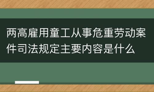 两高雇用童工从事危重劳动案件司法规定主要内容是什么