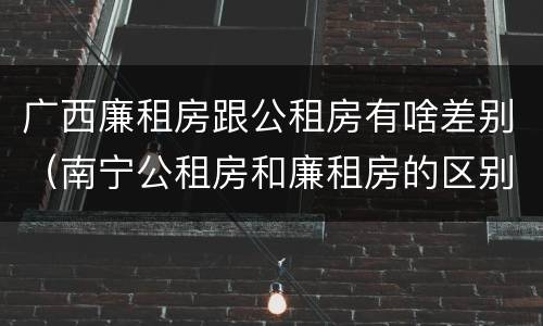 广西廉租房跟公租房有啥差别（南宁公租房和廉租房的区别）