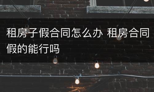 租房子假合同怎么办 租房合同假的能行吗