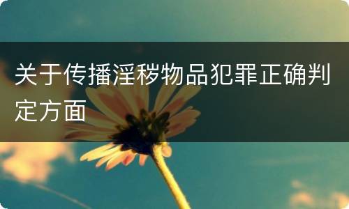 关于传播淫秽物品犯罪正确判定方面