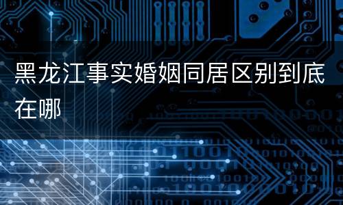 黑龙江事实婚姻同居区别到底在哪