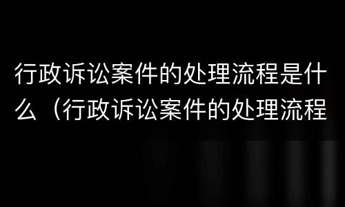 行政诉讼案件的处理流程是什么（行政诉讼案件的处理流程是什么呢）