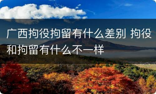 广西拘役拘留有什么差别 拘役和拘留有什么不一样