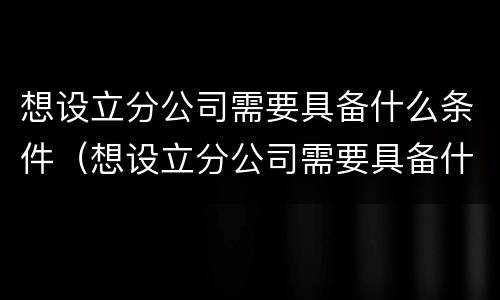 想设立分公司需要具备什么条件（想设立分公司需要具备什么条件和要求）