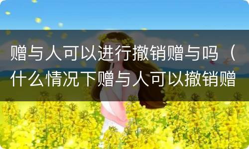 赠与人可以进行撤销赠与吗（什么情况下赠与人可以撤销赠与）