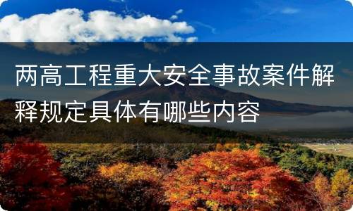 两高工程重大安全事故案件解释规定具体有哪些内容