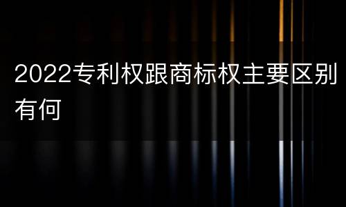 2022专利权跟商标权主要区别有何