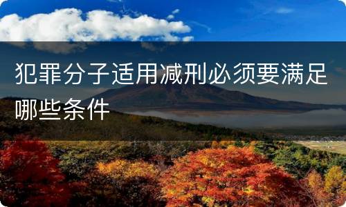 犯罪分子适用减刑必须要满足哪些条件