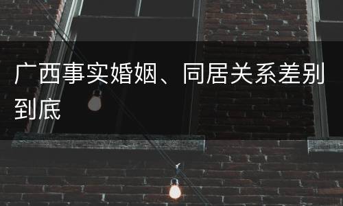 广西事实婚姻、同居关系差别到底