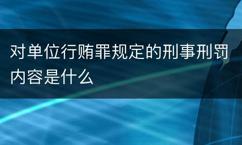 对单位行贿罪规定的刑事刑罚内容是什么