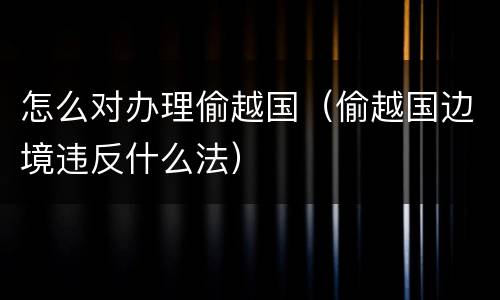 怎么对办理偷越国（偷越国边境违反什么法）