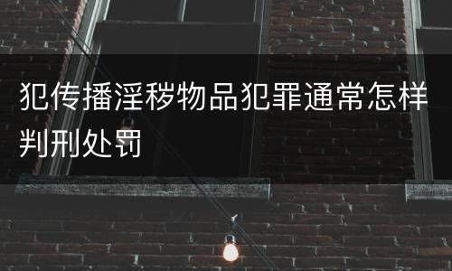 犯传播淫秽物品犯罪通常怎样判刑处罚
