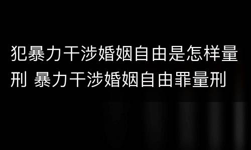 犯暴力干涉婚姻自由是怎样量刑 暴力干涉婚姻自由罪量刑