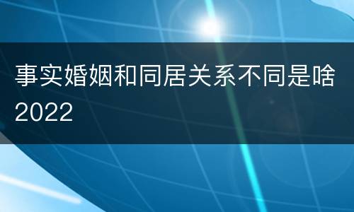 事实婚姻和同居关系不同是啥2022