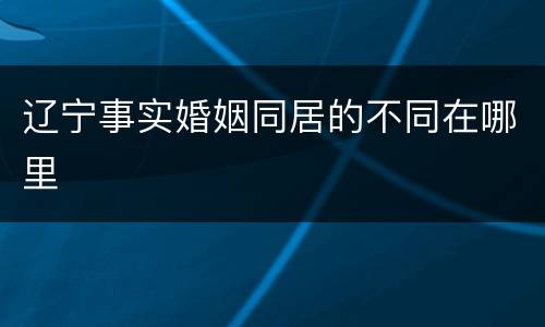 辽宁事实婚姻同居的不同在哪里