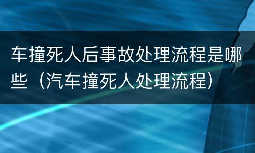车撞死人后事故处理流程是哪些（汽车撞死人处理流程）