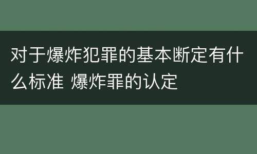 对于爆炸犯罪的基本断定有什么标准 爆炸罪的认定