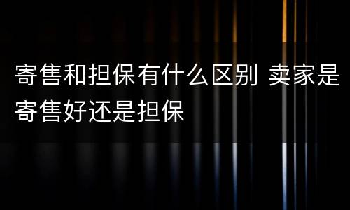 寄售和担保有什么区别 卖家是寄售好还是担保