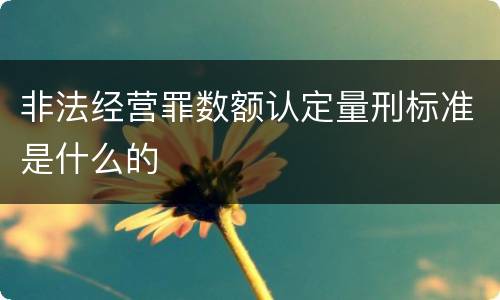 非法经营罪数额认定量刑标准是什么的