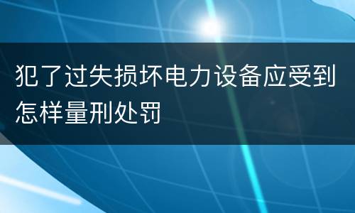 犯了过失损坏电力设备应受到怎样量刑处罚