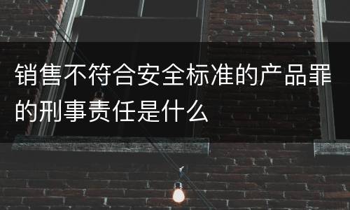 销售不符合安全标准的产品罪的刑事责任是什么