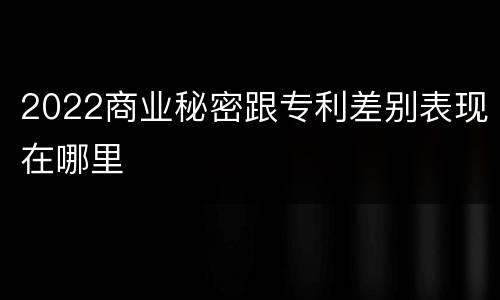 2022商业秘密跟专利差别表现在哪里