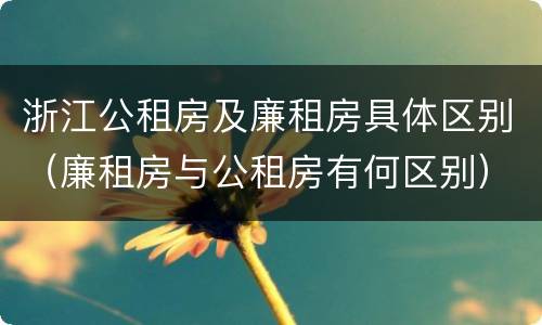 浙江公租房及廉租房具体区别（廉租房与公租房有何区别）