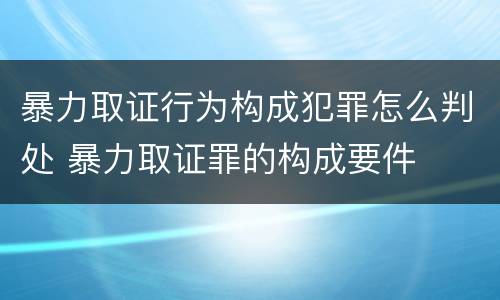 暴力取证行为构成犯罪怎么判处 暴力取证罪的构成要件