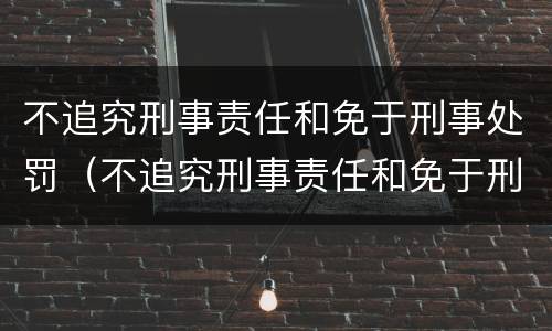 不追究刑事责任和免于刑事处罚（不追究刑事责任和免于刑事处罚一样吗）