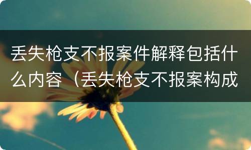 丢失枪支不报案件解释包括什么内容（丢失枪支不报案构成要件）