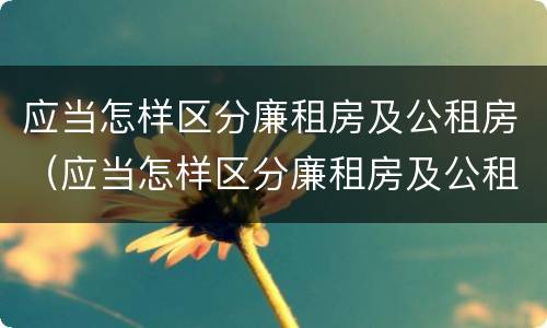 应当怎样区分廉租房及公租房（应当怎样区分廉租房及公租房呢）